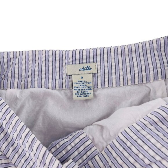 Odille Womens Blue & White Striped Ruffle Hem Button-Front Cotton Skirt Size 0 - Picture 2 of 5